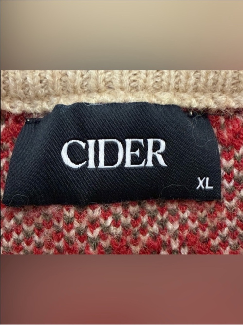 Cider Cream Knit Scoop Neck Sweater with Red Cherries Motif Size XL - Picture 6 of 7